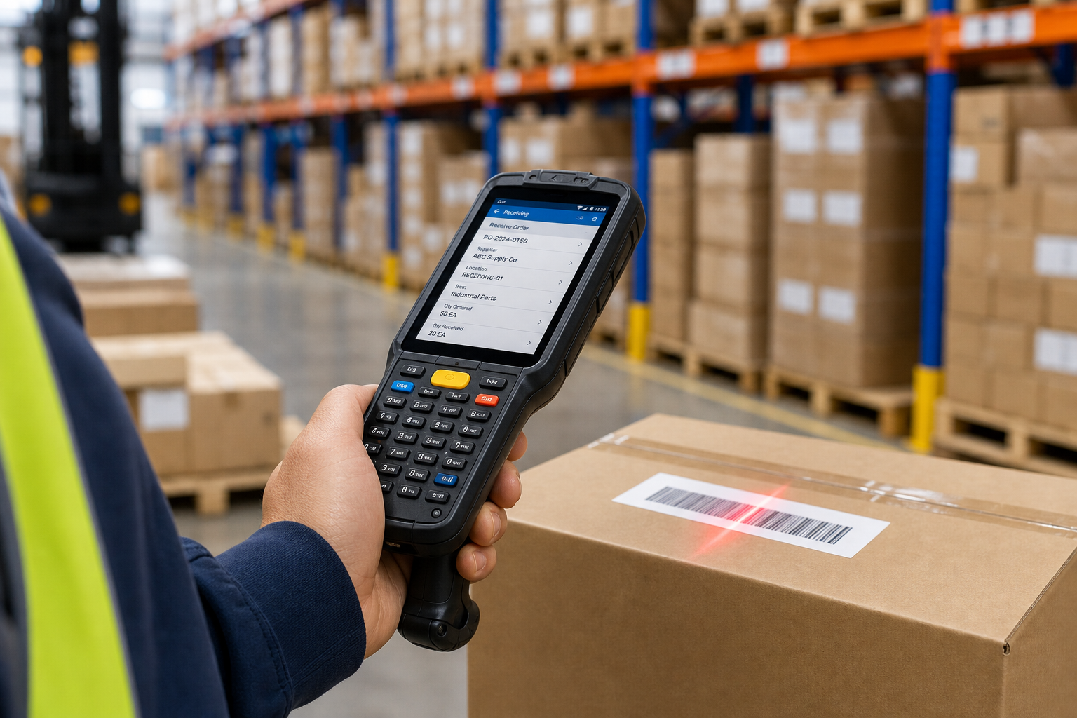 Easy3PL handheld scanner app being used on the warehouse floor